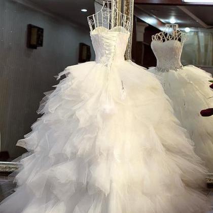 Exquisite White Sweetheart Ball Gown Tulle..
