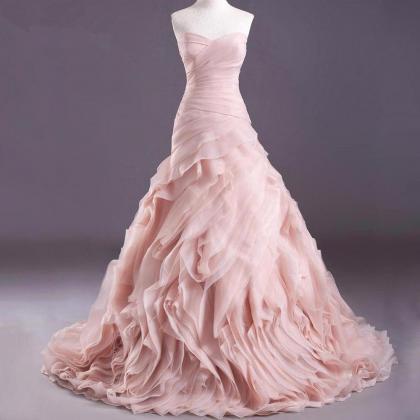 High Quality Real Blush Pink Wedding Dresses 2016..